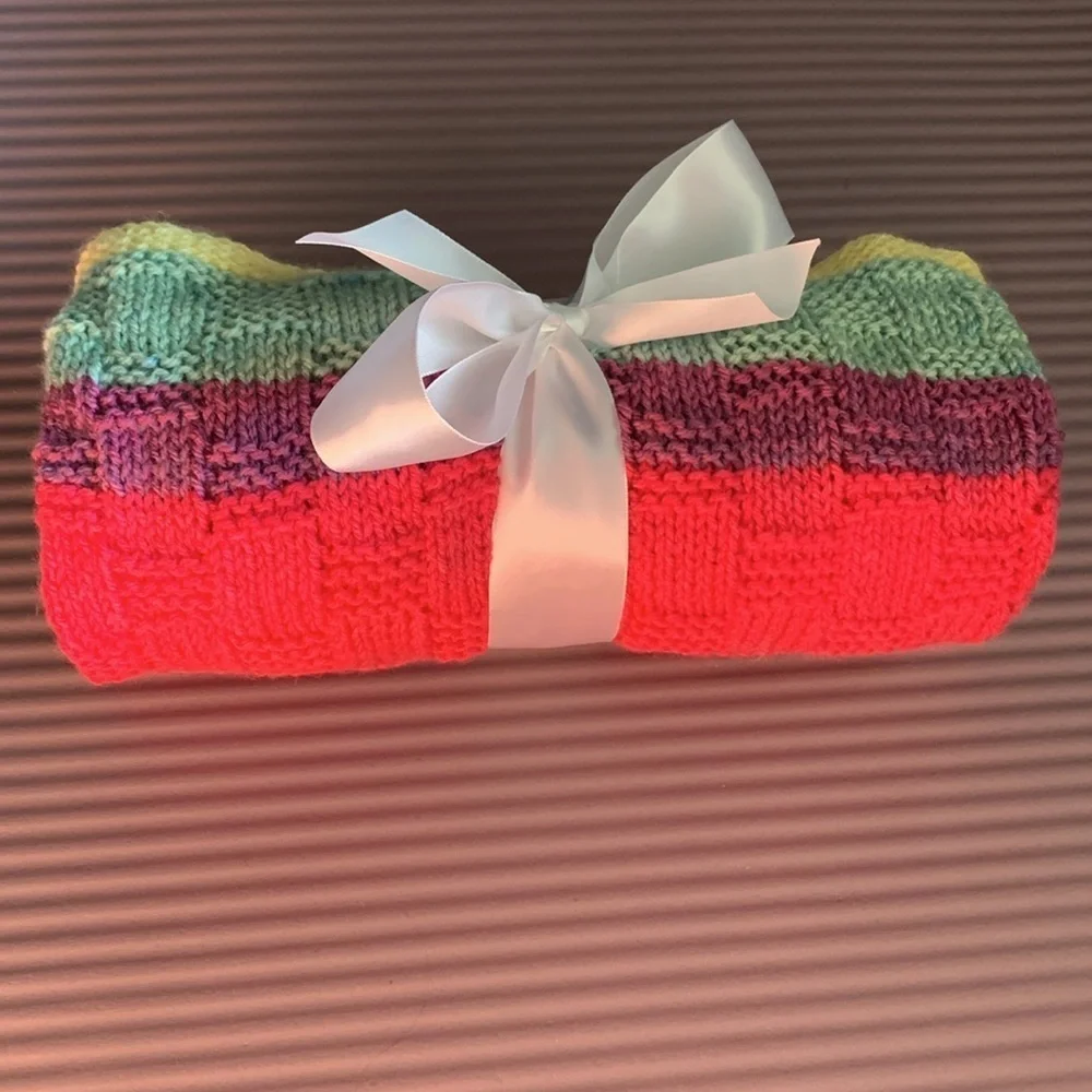 {Knit Baby Blanket} 🧺 basket weave design